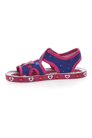 Blaue und fuchsiafarbene Lauflernsandalen aus Stoff Pitt Kids PK2871B