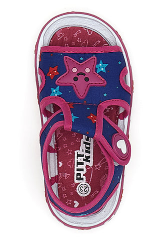 Blaue und fuchsiafarbene Lauflernsandalen aus Stoff Pitt Kids PK2871B