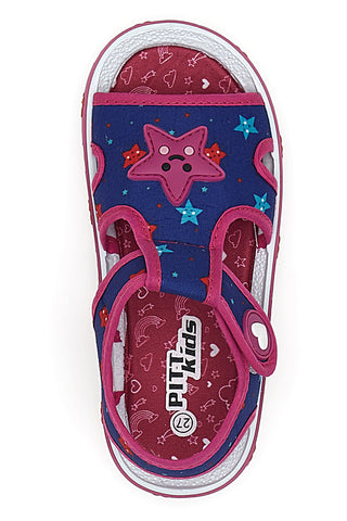 Blaue und fuchsiafarbene Stoffsandalen Pitt Kids PK2871B