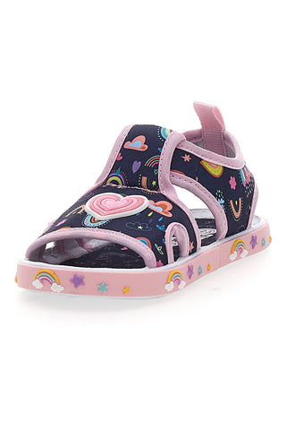 Sandali Primi Passi Blu e Rosa con Punta Aperta PITT KIDS PK2406B