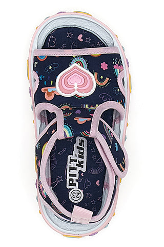 PITT KIDS PK2406B Sandalen für die ersten Schritte, offene Zehenpartie, Blau und Rosa