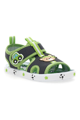Sandali Primi Passi Grigio e Verde con orsetto e machinina Pitt Kids PK2636A