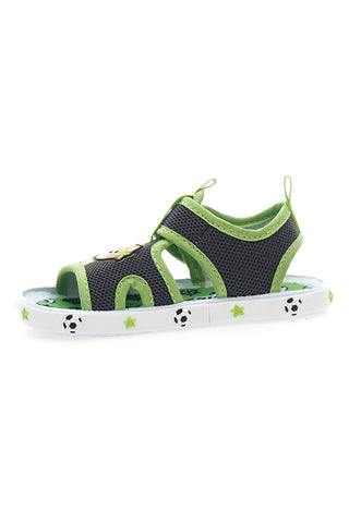 Graue und grüne Lauflernsandalen mit Teddybär und Auto Pitt Kids PK2636A