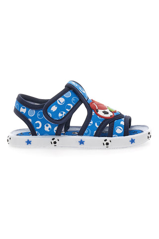 Sandali Primi Passi Azzurri con palloni sport Pitt Kids PK2758A