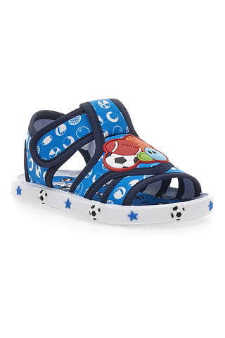 Blaue Lauflernsandalen mit Sportbällen Pitt Kids PK2758A