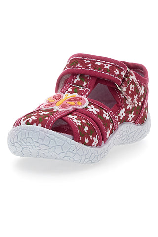 PITT KIDS PK2876A Weiche rote Sandalen mit Schmetterlingen und Klettverschluss