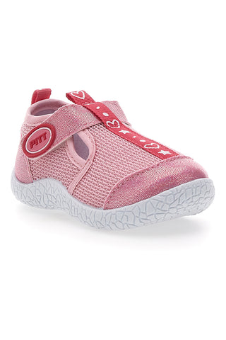 Scarpe Primi Passi Rosa con Cuori Bianchi PITT KIDS PK1100A