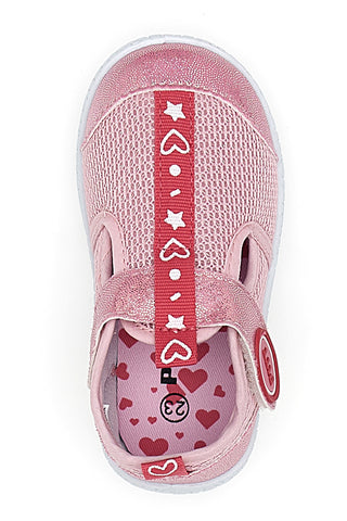 Scarpe Primi Passi Rosa con Cuori Bianchi PITT KIDS PK1100A