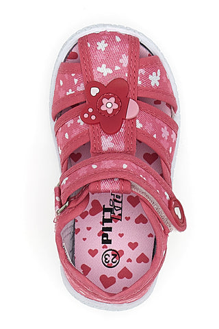 Sandali primi passi Rosa Morbidi con Fiorellini e Velcro PITT KIDS PK2877A