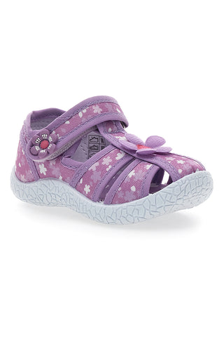 PITT KIDS PK2876A Weiche lila Sandalen mit Blumen und Klettverschluss