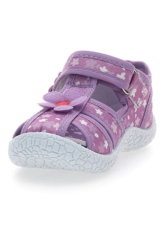 PITT KIDS PK2876A Weiche lila Sandalen mit Blumen und Klettverschluss