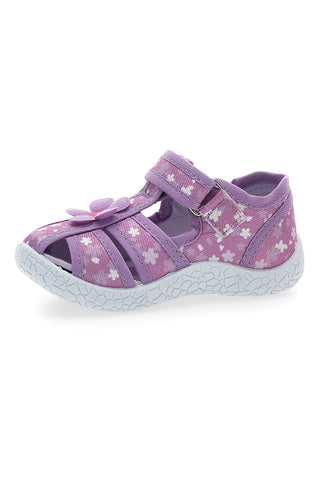 PITT KIDS PK2876A Weiche lila Sandalen mit Blumen und Klettverschluss