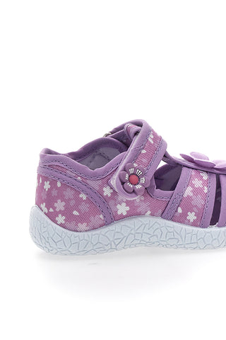 Sandali Viola Morbidi con Fiorellini e Velcro PITT KIDS PK2876A