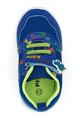 PITT KIDS PK2380B Blaue und grüne Lauflernschuhe mit Klettverschluss