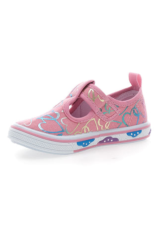 Rosa Lauflernsandalen mit blauen Herzen PITT KIDS PK2297A