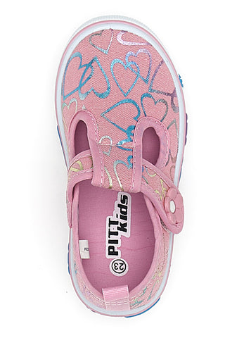 Rosa Lauflernsandalen mit blauen Herzen PITT KIDS PK2297A