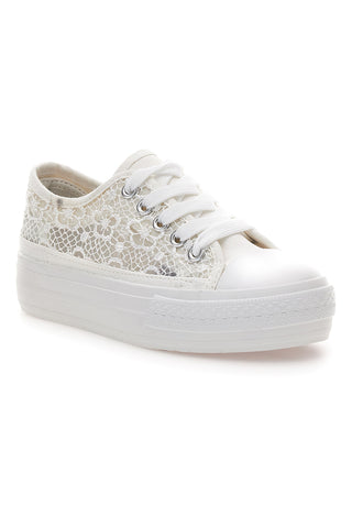 Sneakers bianche con pizzo suola flatform ENERGY E111