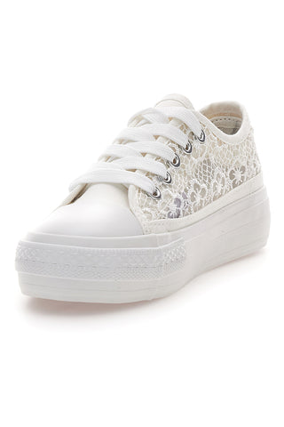 Sneakers bianche con pizzo suola flatform ENERGY E111