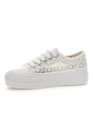 Sneakers bianche con pizzo suola flatform ENERGY E111