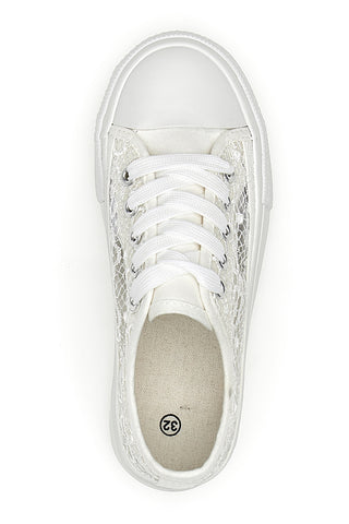 Sneakers bianche con pizzo suola flatform ENERGY E111