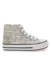 Sneakers alte bianche con pizzo e paillettes ENERGY E106