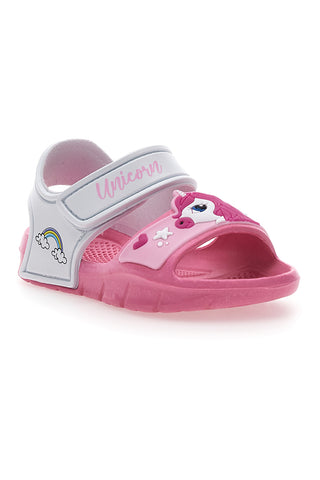 Rosa-weiße Sandalen mit Einhorn-Riemen S8010071