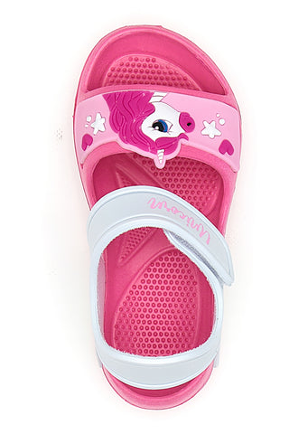 Rosa-weiße Sandalen mit Einhorn-Riemen S8010071