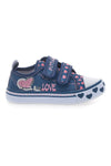Sneakers blu denim con cuori e scritte a strappo PITT KIDS 224275