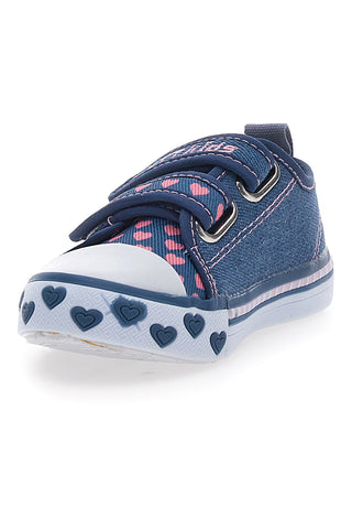 Sneakers blu denim con cuori e scritte a strappo PITT KIDS 224275