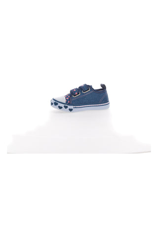 Sneakers blu denim con cuori e scritte a strappo PITT KIDS 224275