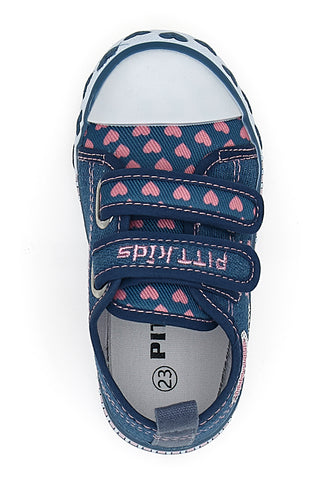 Sneakers blu denim con cuori e scritte a strappo PITT KIDS 224275