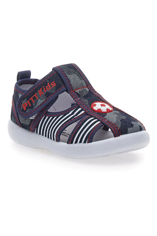 Sandali chiusi blu con righe e chiusura in velcro PITT KIDS 2242876