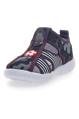 Sandali chiusi blu con righe e chiusura in velcro PITT KIDS 2242876