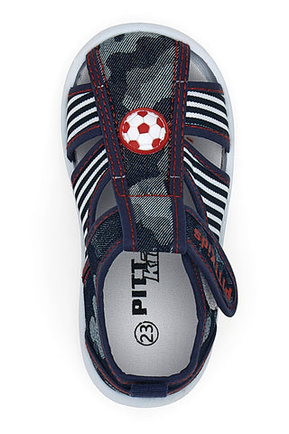 Sandali chiusi blu con righe e chiusura in velcro PITT KIDS 2242876