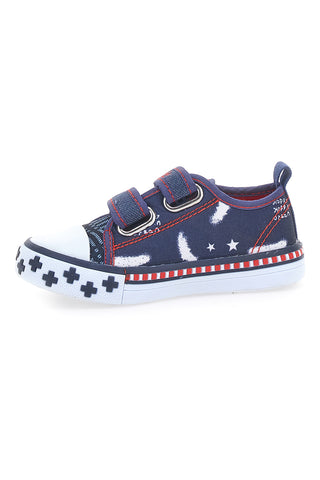 Sneakers blu con doppio strappo e stampa fantasia Pitt Kids 2242788