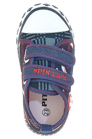 Sneakers blu con doppio strappo e stampa fantasia Pitt Kids 2242788