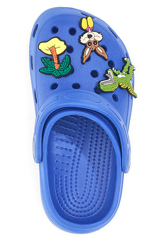 Perforierte blaue Hausschuhe mit aufgesetzten Anhängern 2T2L 18512