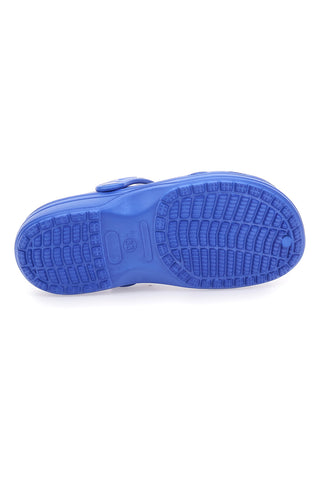 Blaue Clog-Hausschuhe mit Dinosaurier-Applikationen 2T2L 726