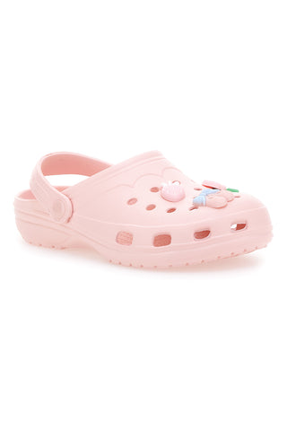 Rosa Clog-Hausschuhe mit Schmetterlings- und Blumenapplikationen 2T2L 726