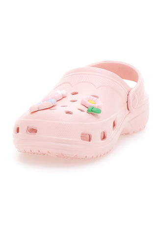 Rosa Clog-Hausschuhe mit Schmetterlings- und Blumenapplikationen 2T2L 726