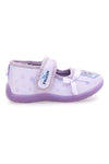 Fliederfarbene Stoffpantoffeln mit Frozen-Aufdruck und Frozen-Schleife D4310717T