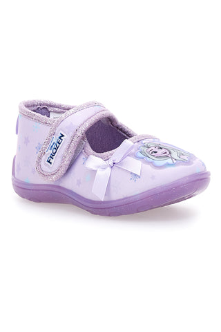 Scarpette lilla in tessuto con stampa Frozen e fiocco Frozen D4310717T