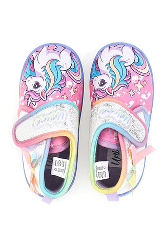 Einhorn S8010196T Mehrfarbige Glitzer- und Regenbogen-Hausschuhe für die ersten Schritte