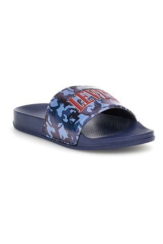 Blaue Hausschuhe mit bedrucktem Levi's-Band VPOL0252S