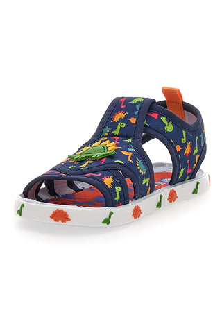 Blaue Sandalen mit bunten Dinosauriern Pitt Kinder PK2429A
