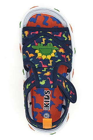 Blaue Sandalen mit bunten Dinosauriern Pitt Kinder PK2429A