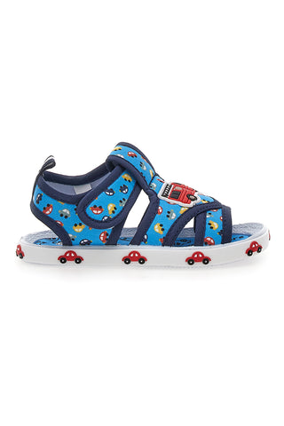 Blaue Sandalen mit Feuerwehraufdruck Pitt Kinder PK2635D