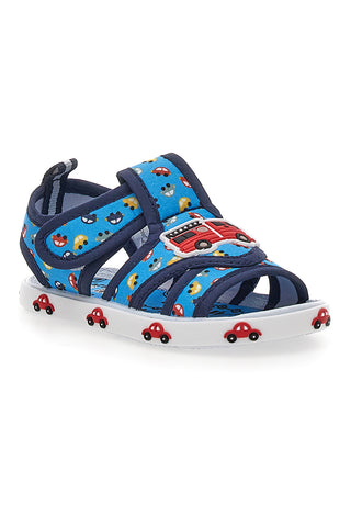 Blaue Sandalen mit Feuerwehraufdruck Pitt Kinder PK2635D