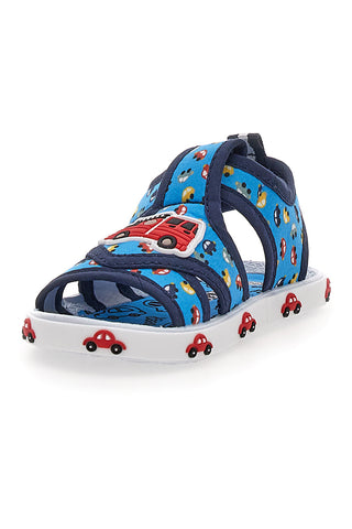 Blaue Sandalen mit Feuerwehraufdruck Pitt Kinder PK2635D