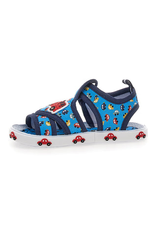 Blaue Sandalen mit Feuerwehraufdruck Pitt Kinder PK2635D